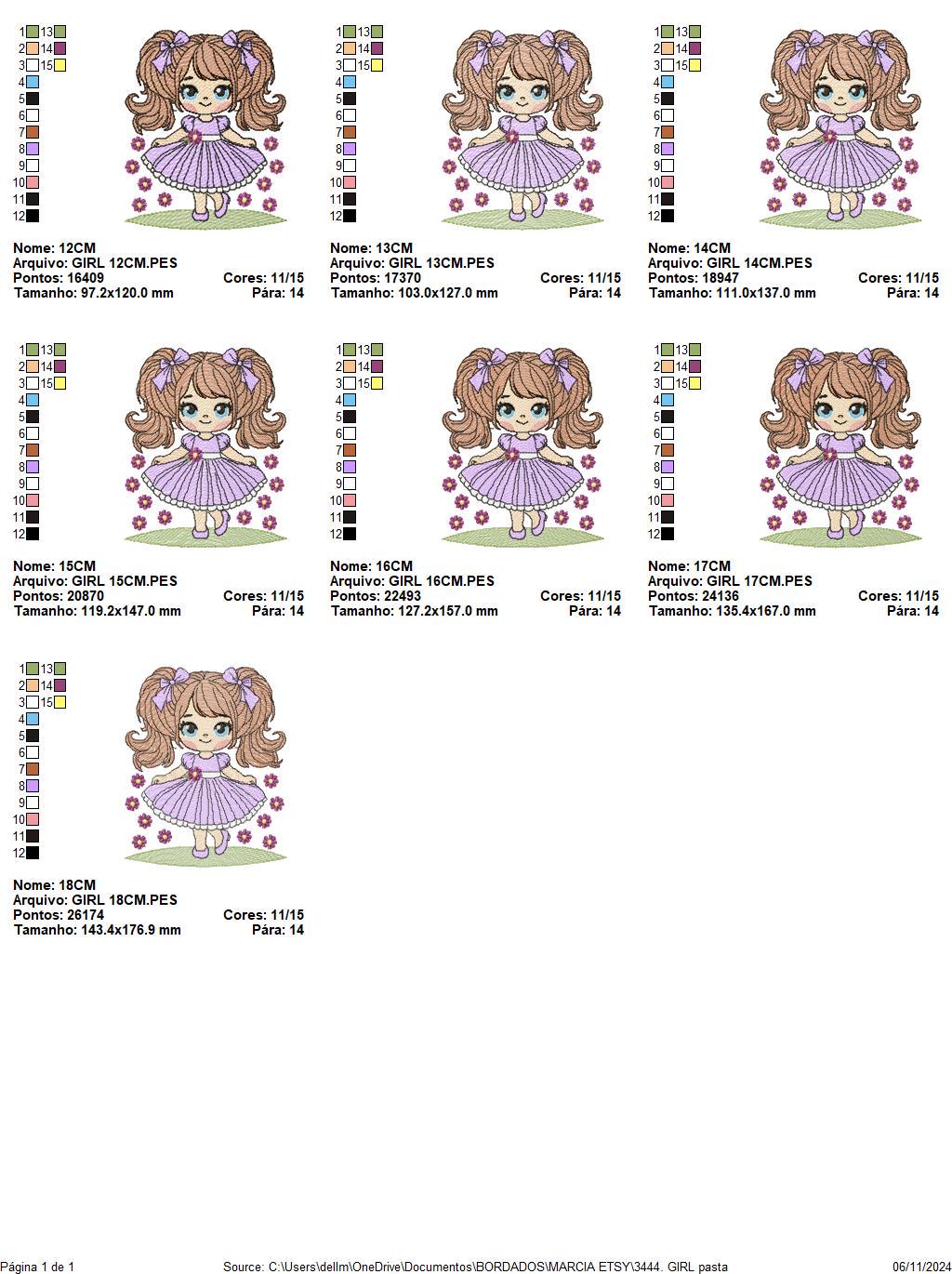 Young Girl with dress embroidery designs - Baby girl with lace and long hair embroidery design machine embroidery pattern - Instant download