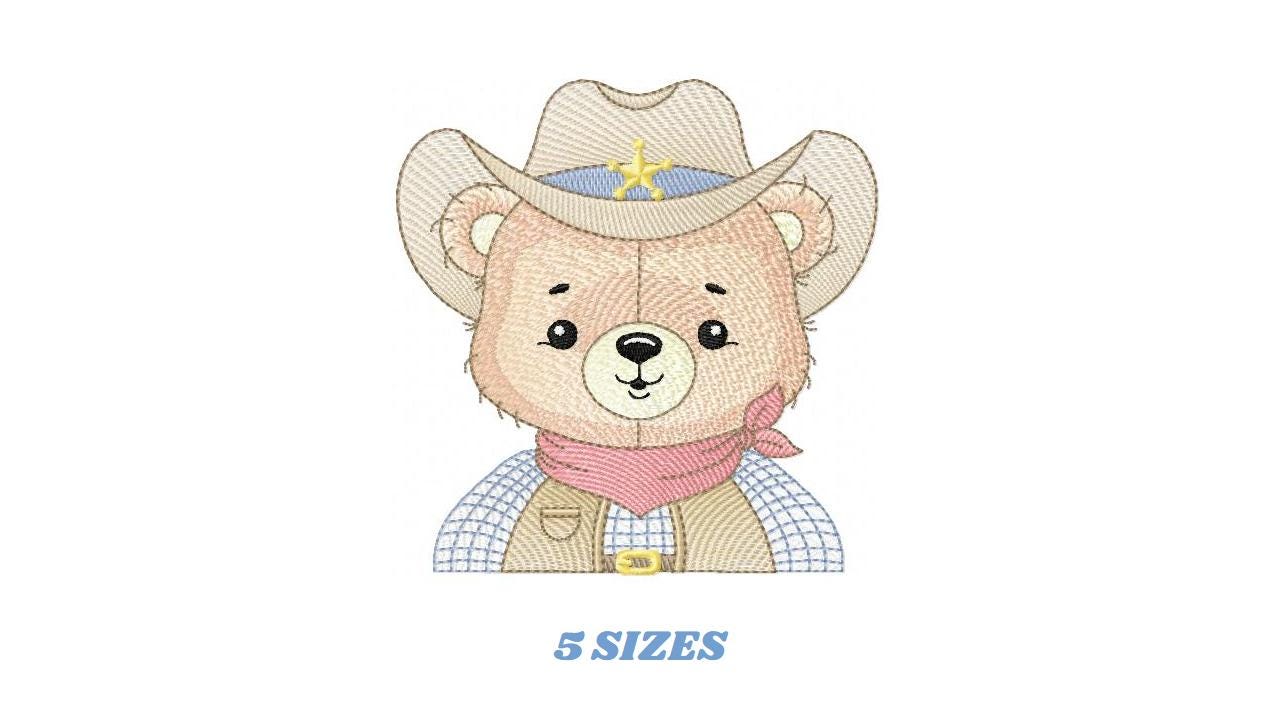 Cowboy Bear with Hat embroidery designs - Teddy Bear Sheriff embroidery design machine embroidery pattern - Baby boy - Instant download pes
