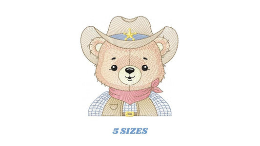 Cowboy Bear with Hat embroidery designs - Teddy Bear Sheriff embroidery design machine embroidery pattern - Baby boy - Instant download pes