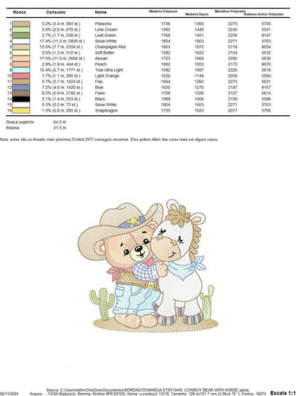 Cowboy Bear with horse embroidery designs - Cowboy with hat embroidery design machine embroidery pattern - Horse Farm - Instant download pes