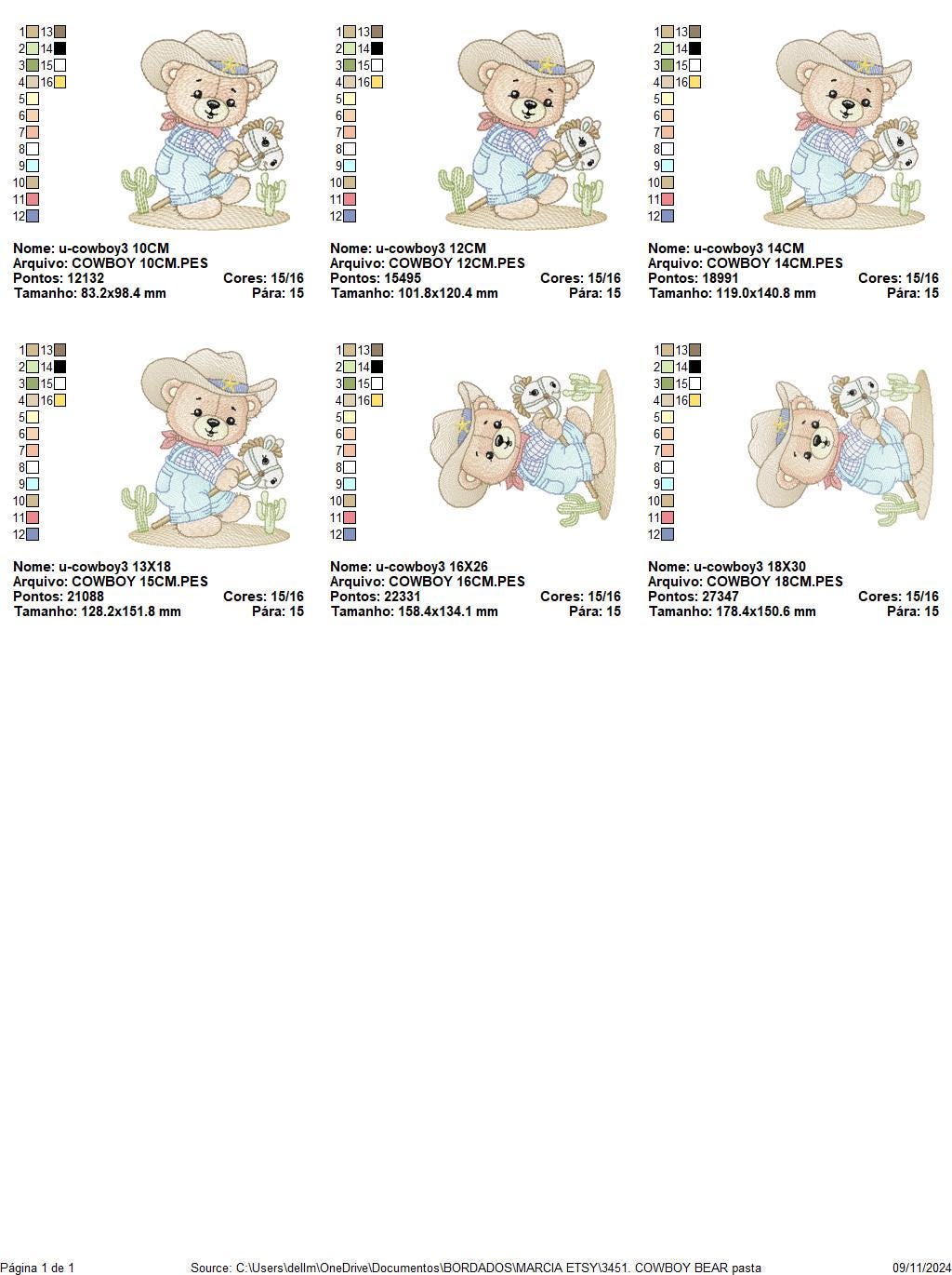 Cowboy Bear with horse embroidery designs - Sheriff Teddy Bear with hat embroidery design machine embroidery pattern - nstant download jef