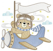 Cargar imagen en el visor de la galería, Pilot Bear embroidery designs - Plane embroidery design machine embroidery pattern - Aviator Teddy Bear embroidery file - instant download
