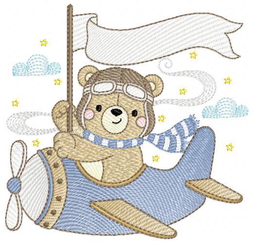 Pilot Bear embroidery designs - Plane embroidery design machine embroidery pattern - Aviator Teddy Bear embroidery file - instant download