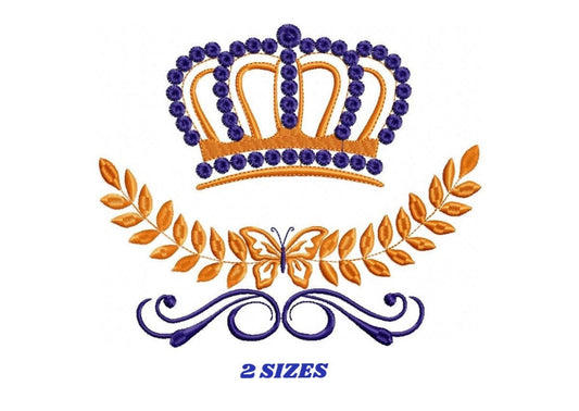 Crown embroidery designs - Laurel Wreath with Crown embroidery design machine embroidery pattern - baby boy embroidery file crown design