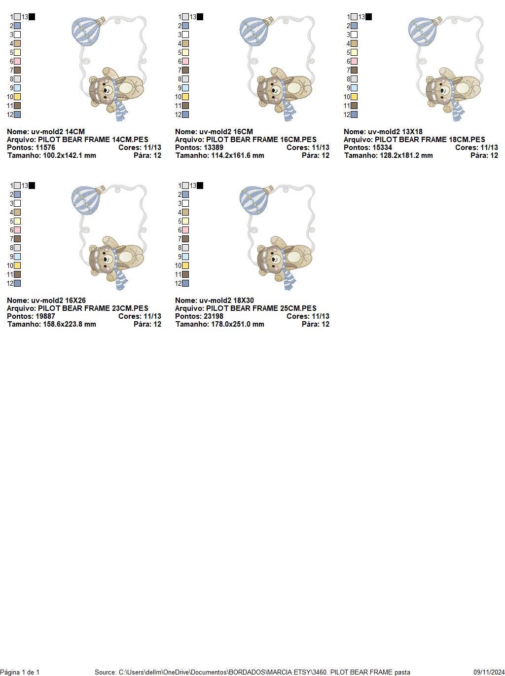Pilot Bear frame embroidery designs - Aviator Teddy with goggles and cap embroidery design machine embroidery pattern - instant download pes