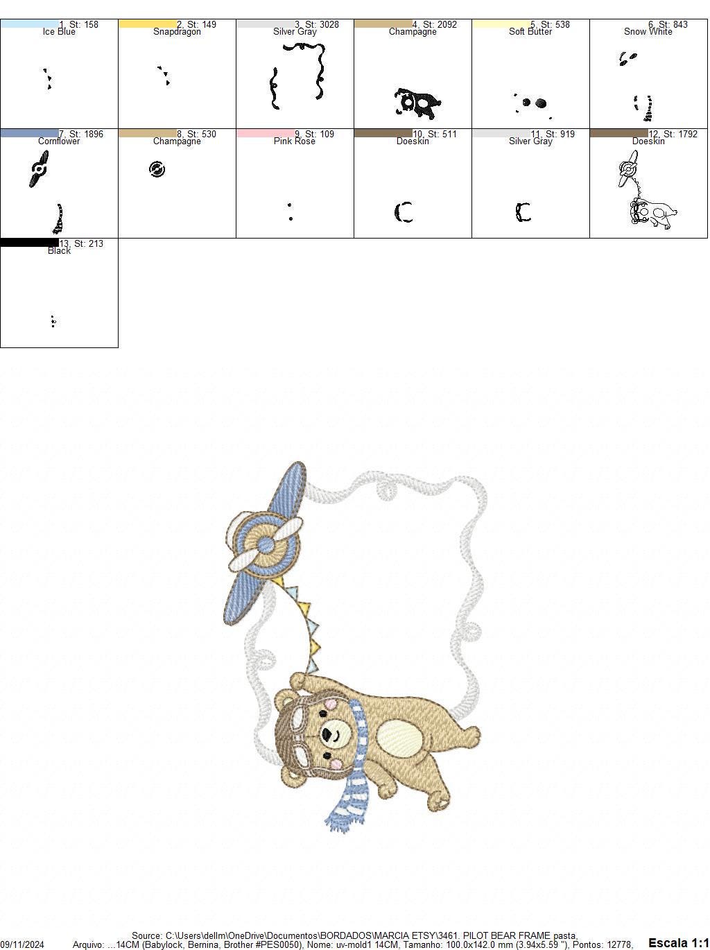 Pilot Bear frame embroidery designs - Plane with flags monogram shape embroidery design machine embroidery pattern - instant download jef