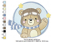 Cargar imagen en el visor de la galería, Pilot Bear embroidery designs - Plane embroidery design machine embroidery pattern - Aviator Teddy bear frame file - Instant download pes
