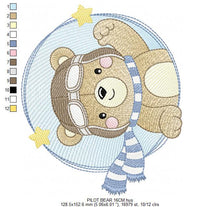 Cargar imagen en el visor de la galería, Pilot Bear embroidery designs - Plane embroidery design machine embroidery pattern - Aviator Teddy bear frame file - Instant download pes
