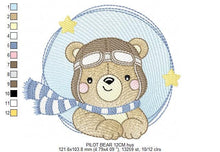 Cargar imagen en el visor de la galería, Pilot Bear embroidery designs - Plane embroidery design machine embroidery pattern - Aviator Teddy bear embroidery file - instant download
