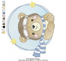 Cargar imagen en el visor de la galería, Pilot Bear embroidery designs - Plane embroidery design machine embroidery pattern - Aviator Teddy bear embroidery file - instant download
