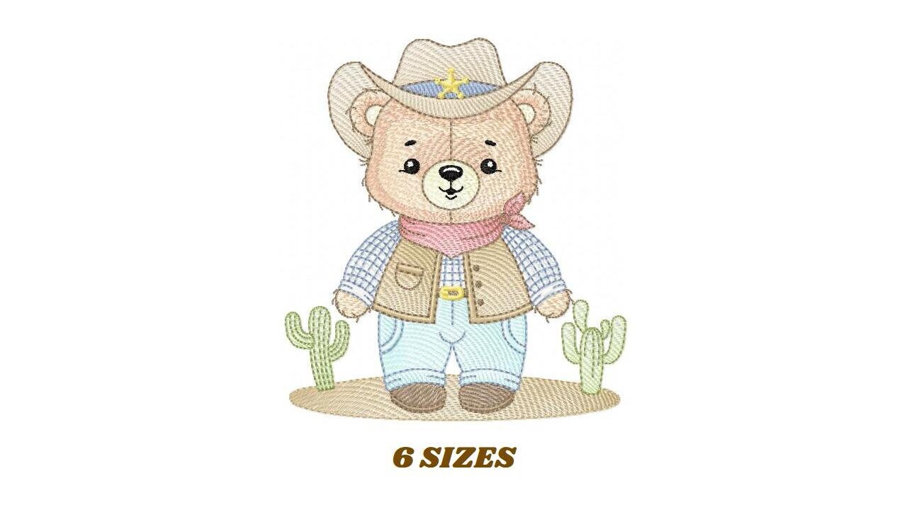 Cowboy Bear with Hat embroidery designs - Boy Teddy Bear Sheriff machine embroidery pattern - Baby Boy File - Instant digital download pes jef dst