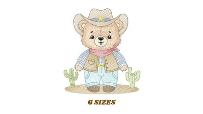 Cowboy Bear with Hat embroidery designs - Boy Teddy Bear Sheriff machine embroidery pattern - Baby Boy File - Instant digital download pes jef dst