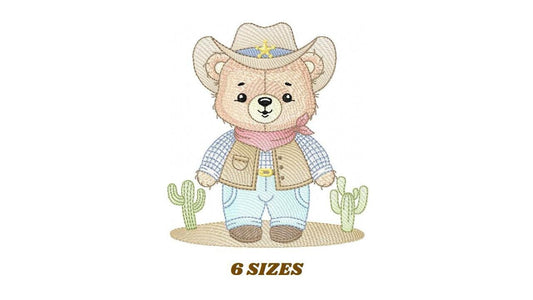 Cowboy Bear with Hat embroidery designs - Boy Teddy Bear Sheriff machine embroidery pattern - Baby Boy File - Instant digital download pes jef dst