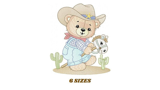 Cowboy Bear with horse embroidery designs - Sheriff Teddy Bear with hat embroidery design machine embroidery pattern - nstant download jef