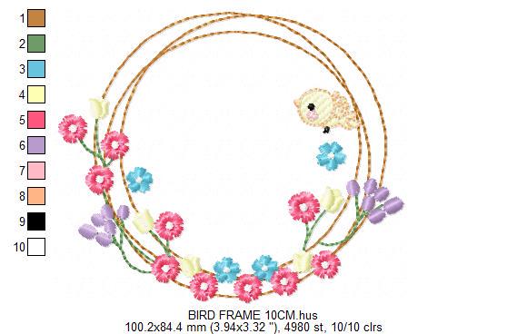 Bird with flower frame embroidery designs - Birds frame embroidery design machine embroidery pattern - Floral file - Instant download pes