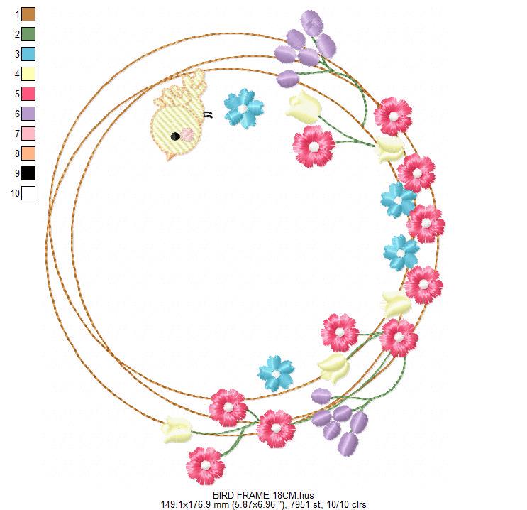Bird with flower frame embroidery designs - Birds frame embroidery design machine embroidery pattern - Floral file - Instant download pes