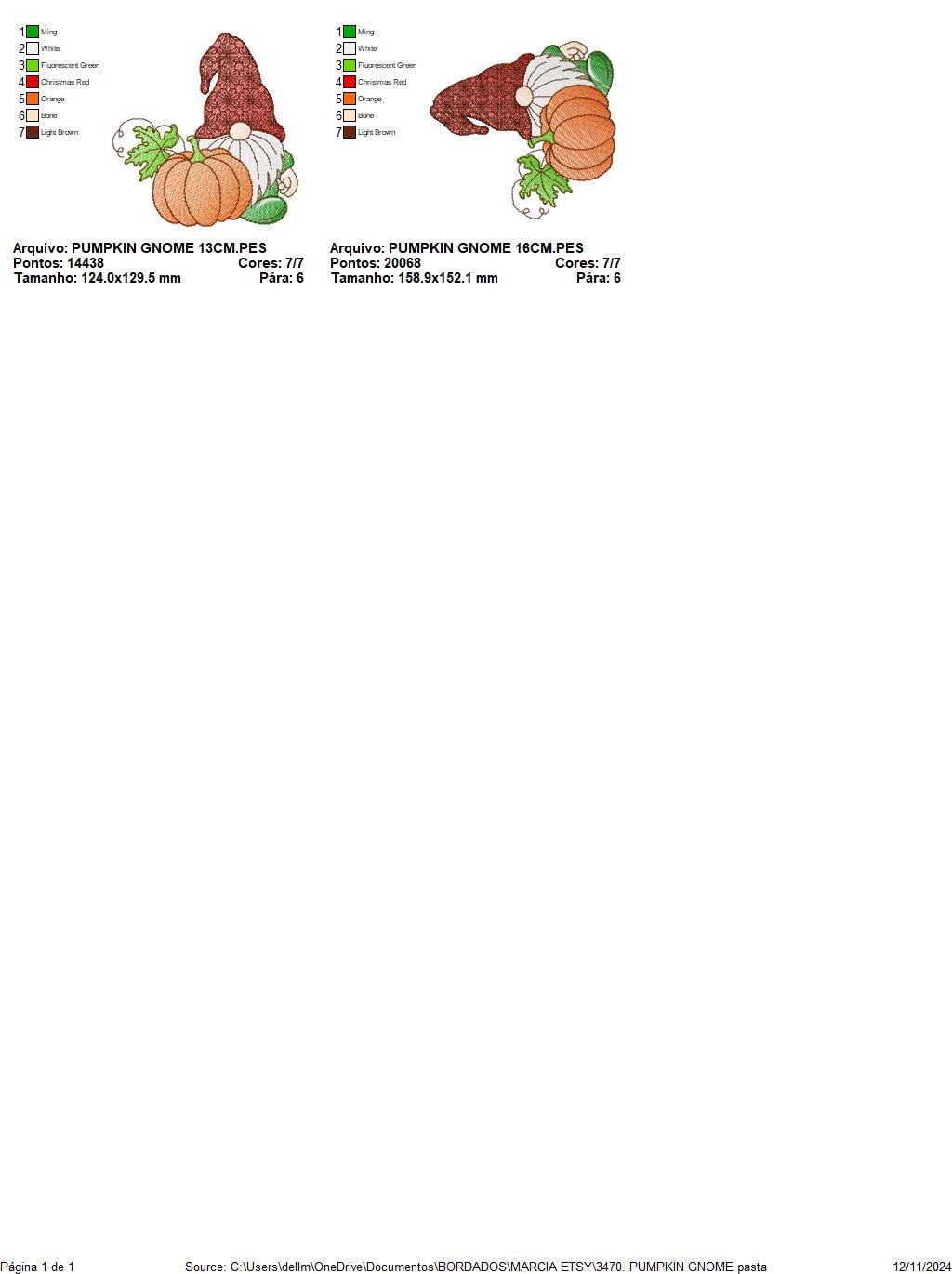 Pumpkin Gnome embroidery designs - Garden Elf Troll embroidery design machine embroidery pattern - instant digital download pes jef dst vp3