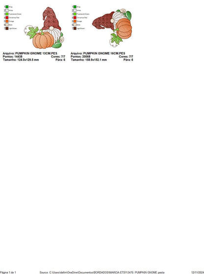 Pumpkin Gnome embroidery designs - Garden Elf Troll embroidery design machine embroidery pattern - instant digital download pes jef dst vp3