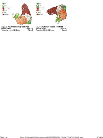 Pumpkin Gnome embroidery designs - Garden Elf Troll embroidery design machine embroidery pattern - instant digital download pes jef dst vp3