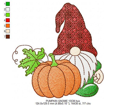 Pumpkin Gnome embroidery designs - Garden Elf Troll embroidery design machine embroidery pattern - instant digital download pes jef dst vp3