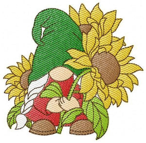 Sunflower Gnome embroidery designs - Flowers Garden Troll Elf embroidery design machine embroidery pattern - instant digital download pes