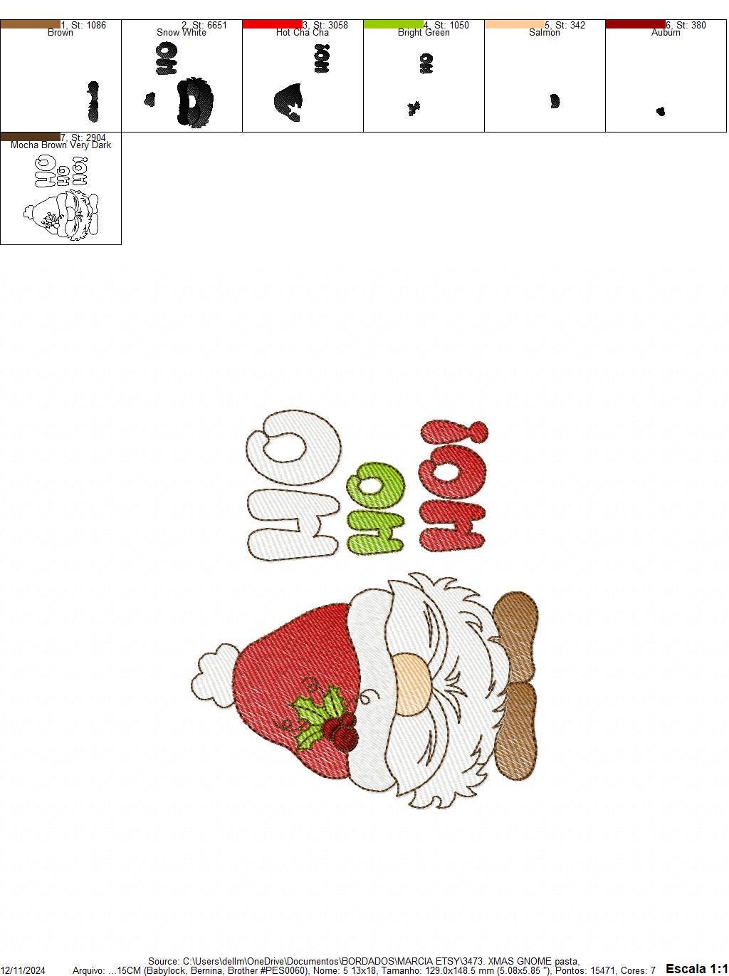 Xmas Gnome embroidery designs - Ho ho ho Santa Claus Helper Elf embroidery design machine embroidery pattern - instant digital download pes
