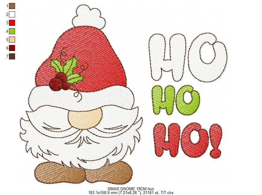 Xmas Gnome embroidery designs - Ho ho ho Santa Claus Helper Elf embroidery design machine embroidery pattern - instant digital download pes