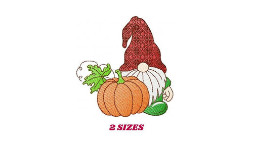 Pumpkin Gnome embroidery designs - Garden Elf Troll embroidery design machine embroidery pattern - instant digital download pes jef dst vp3