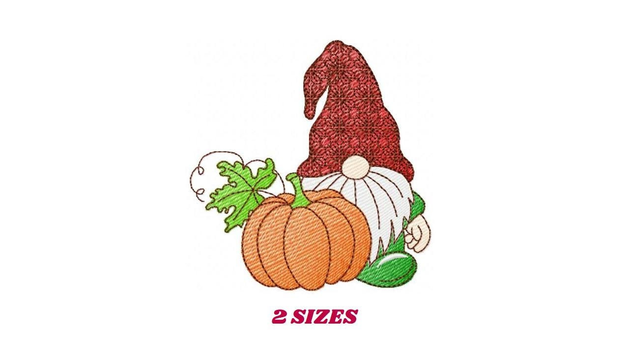 Pumpkin Gnome embroidery designs - Garden Elf Troll embroidery design machine embroidery pattern - instant digital download pes jef dst vp3