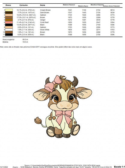 Cow with bow lace embroidery design - Farm Animal Ranch embroidery design machine embroidery pattern - Kitchen Towel file - Instant download