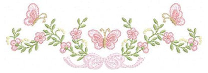 Flowers with lace embroidery designs - Roses with butterfly embroidery machine embroidery pattern - Floral Kitchen towel - instant download