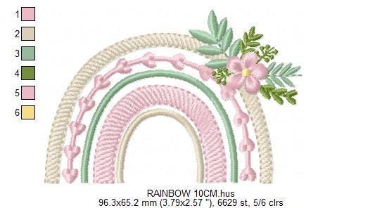 Boho Rainbow embroidery design - Colorful Rainbow with flowers embroidery designs machine embroidery pattern - Instant download pes jef dst