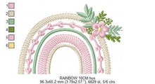 Load image into Gallery viewer, Boho Rainbow embroidery design - Colorful Rainbow with flowers embroidery designs machine embroidery pattern - Instant download pes jef dst
