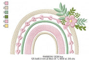 Load image into Gallery viewer, Boho Rainbow embroidery design - Colorful Rainbow with flowers embroidery designs machine embroidery pattern - Instant download pes jef dst
