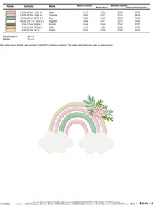 Boho Rainbow embroidery design - Colorful Rainbow with flowers embroidery designs machine embroidery pattern - Instant download pes jef dst