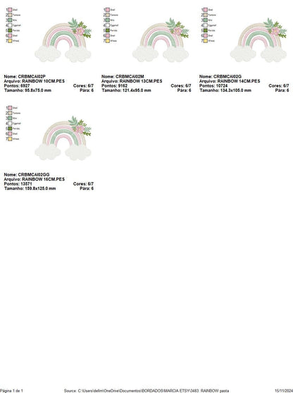 Boho Rainbow embroidery design - Colorful Rainbow with flowers embroidery designs machine embroidery pattern - Instant download pes jef dst