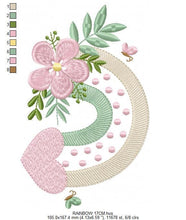 Load image into Gallery viewer, Boho Rainbow embroidery design - Colorful Rainbow embroidery designs machine embroidery pattern - Flowers and Heart file - Instant download
