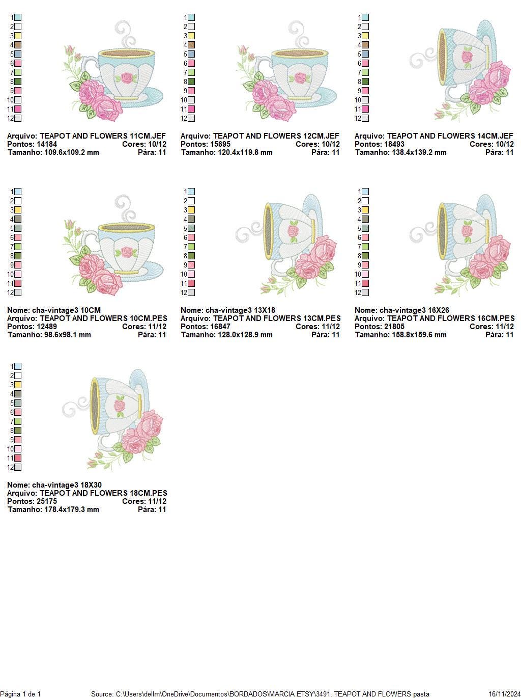 Coffee cup embroidery design - Tea Mug with roses embroidery designs machine embroidery pattern - Kitchen Towel file - Instant download pes