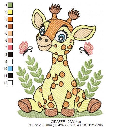 Giraffe embroidery designs - Safari animals embroidery design machine embroidery pattern - Baby girl embroidery file - Instant download pes