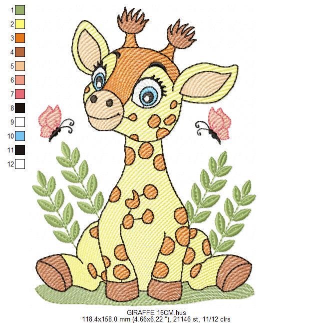 Giraffe embroidery designs - Safari animals embroidery design machine embroidery pattern - Baby girl embroidery file - Instant download pes
