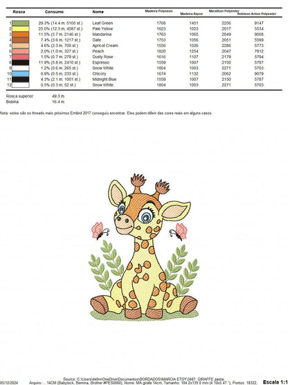 Giraffe embroidery designs - Safari animals embroidery design machine embroidery pattern - Baby girl embroidery file - Instant download pes