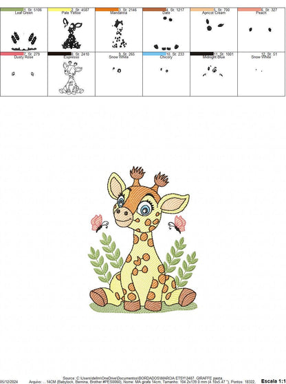 Giraffe embroidery designs - Safari animals embroidery design machine embroidery pattern - Baby girl embroidery file - Instant download pes