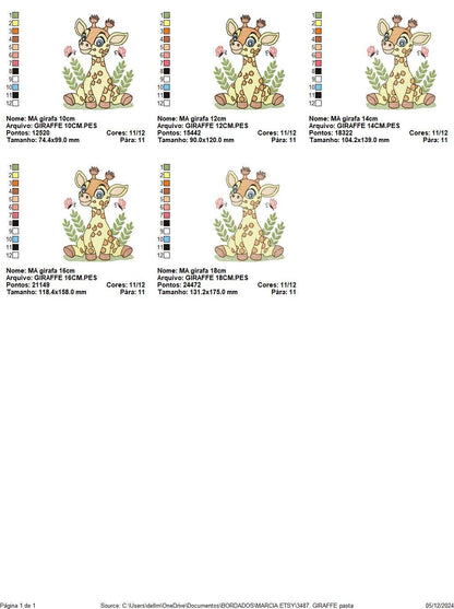 Giraffe embroidery designs - Safari animals embroidery design machine embroidery pattern - Baby girl embroidery file - Instant download pes