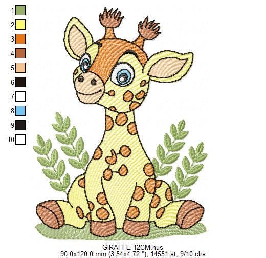 Giraffe embroidery designs - Safari animal embroidery design machine embroidery pattern - Baby boy embroidery file - Instant download pes