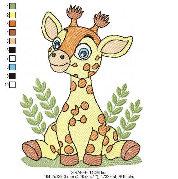 Giraffe embroidery designs - Safari animal embroidery design machine embroidery pattern - Baby boy embroidery file - Instant download pes