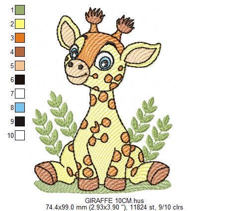 Giraffe embroidery designs - Safari animal embroidery design machine embroidery pattern - Baby boy embroidery file - Instant download pes
