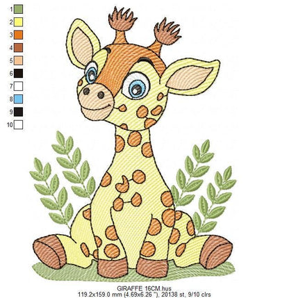 Giraffe embroidery designs - Safari animal embroidery design machine embroidery pattern - Baby boy embroidery file - Instant download pes