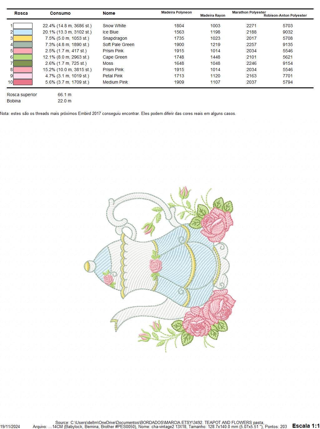 Teapot wih roses embroidery design - Cup with flowers embroidery designs machine embroidery pattern - Kitchen Towel file - Instant download