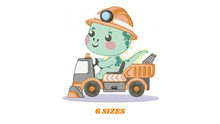 Cargar imagen en el visor de la galería, Dinosaur embroidery designs - Constructor Dino embroidery design machine embroidery pattern - Baby Boy builder bulldozer - Instant download
