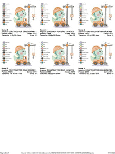 Dinosaur embroidery designs - Constructor Dino embroidery design machine embroidery pattern - Baby Boy builder Crane - Instant download pes